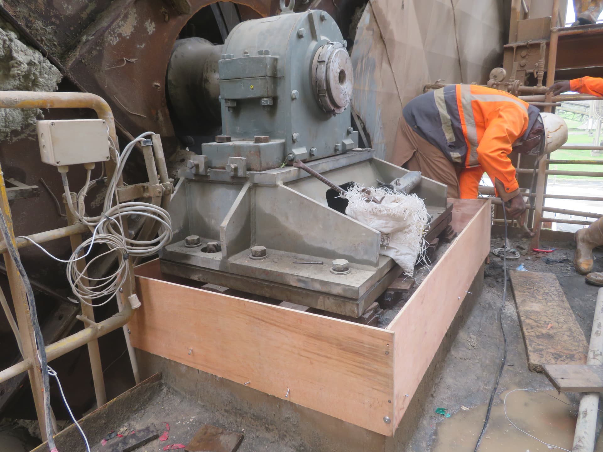 Completed formwork box around the machine base awaiting pour
