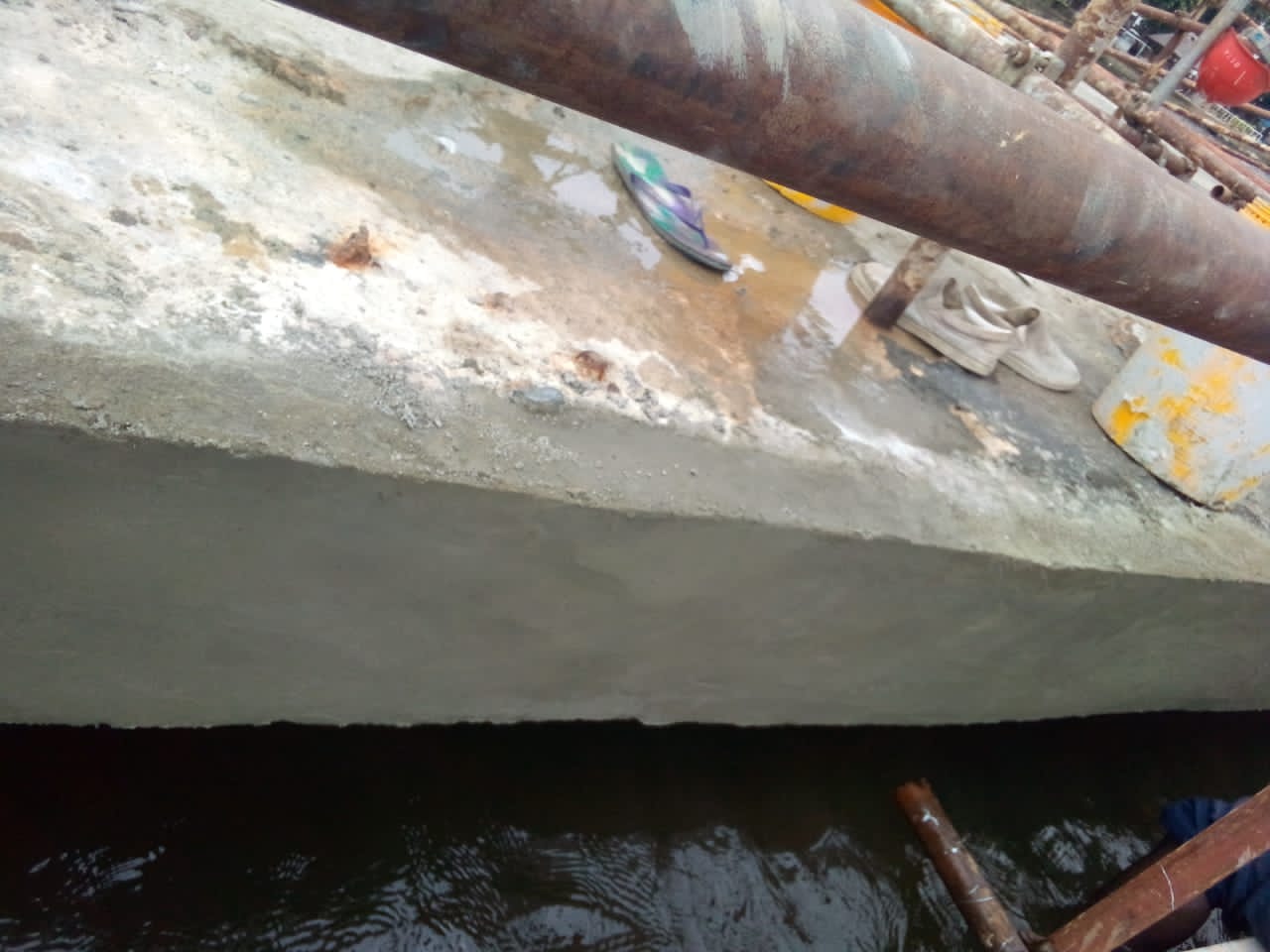 Close view of the smooth finished repair on the jetty soffit