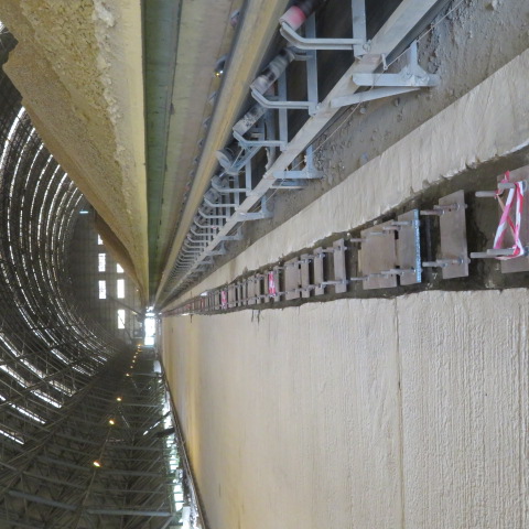 Long view of the prepared rail line beside the conveyor gallery